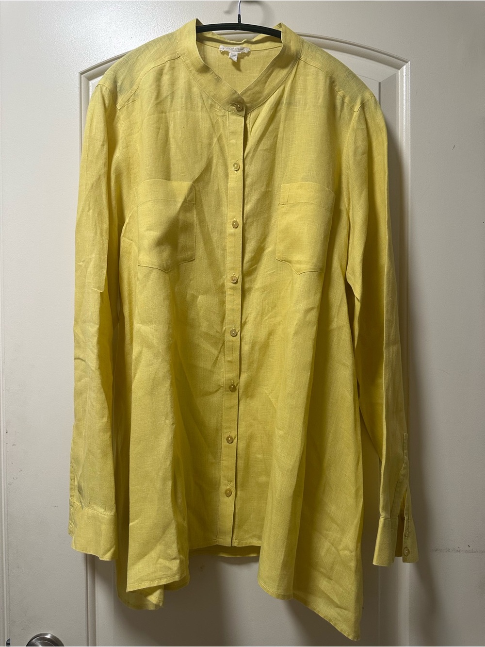 Yellow Eileen Fisher Organic Linen Button Front Shirt